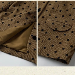 クラシックモダン配色カラー　ウール混ドット柄のジャケット・羽織り【秋冬春】ブラウン系 6枚目の画像