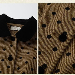 クラシックモダン配色カラー　ウール混ドット柄のジャケット・羽織り【秋冬春】ブラウン系 5枚目の画像