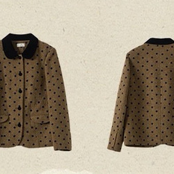 クラシックモダン配色カラー　ウール混ドット柄のジャケット・羽織り【秋冬春】ブラウン系 13枚目の画像