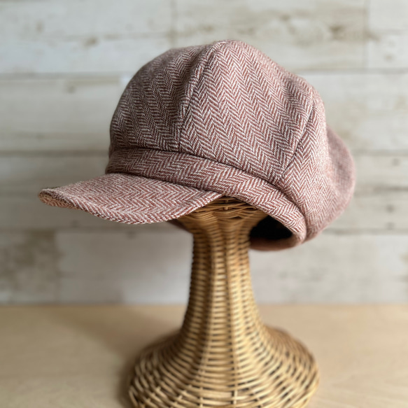 ボーイズライクなキャスケット・ヘリンボーン・アプリコット 11枚目の画像