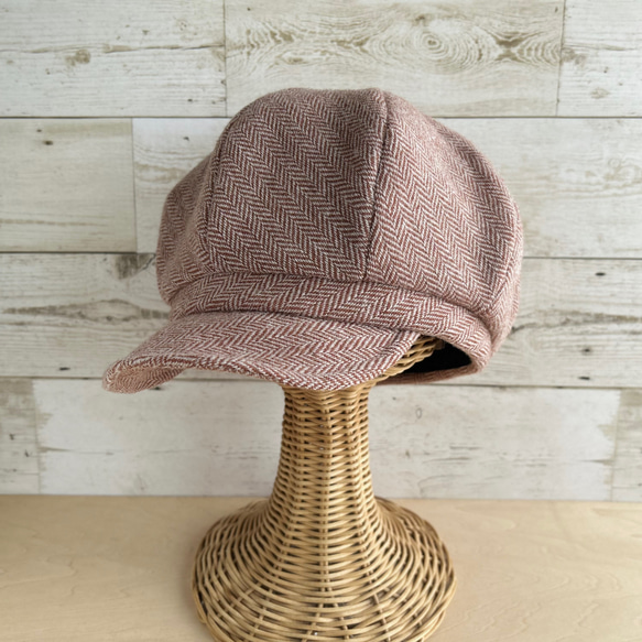 ボーイズライクなキャスケット・ヘリンボーン・アプリコット 7枚目の画像