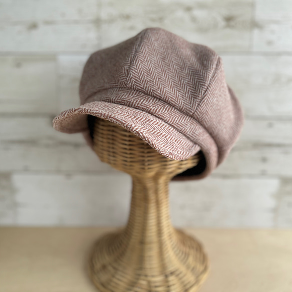 ボーイズライクなキャスケット・ヘリンボーン・アプリコット 8枚目の画像