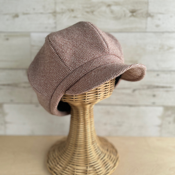 ボーイズライクなキャスケット・ヘリンボーン・アプリコット 4枚目の画像