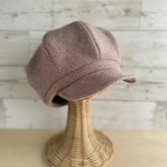 ボーイズライクなキャスケット・ヘリンボーン・アプリコット 3枚目の画像