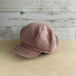 ボーイズライクなキャスケット・ヘリンボーン・アプリコット 1枚目の画像