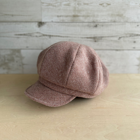 ボーイズライクなキャスケット・ヘリンボーン・アプリコット 1枚目の画像