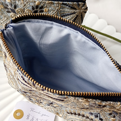 【16㌢】見た目以上の収納力　インド刺繍の贅沢ポーチ　スターナイト　 4枚目の画像