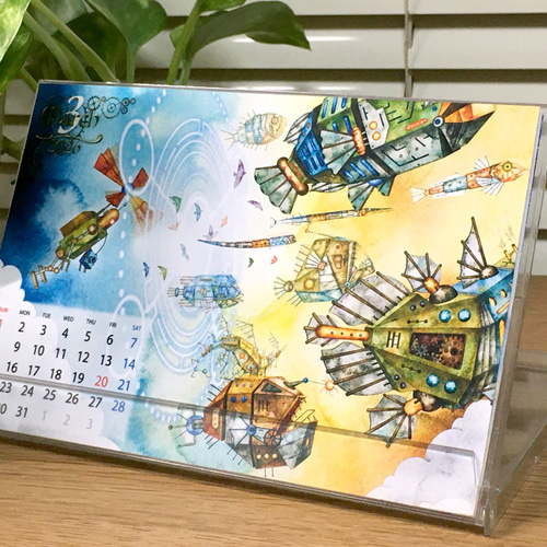 絵本のような卓上カレンダー2026『旅するロボットの物語』 アクリル