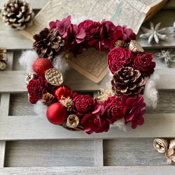 早割り　プリザーブドフラワー　クリスマスリース　アジサイリース　Xmas　結婚祝い　新築祝い　紫陽花　　開店祝 11枚目の画像