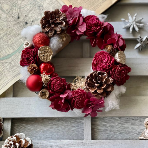 フラワー・リース ayu アーティフィシャルフラワー リース 22センチ リース Fleur de E. 通販