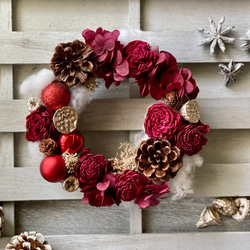 早割り　プリザーブドフラワー　クリスマスリース　アジサイリース　Xmas　結婚祝い　新築祝い　紫陽花　　開店祝 9枚目の画像