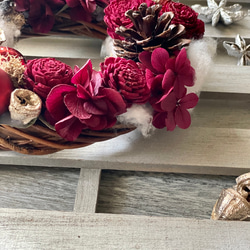 早割り　プリザーブドフラワー　クリスマスリース　アジサイリース　Xmas　結婚祝い　新築祝い　紫陽花　　開店祝 8枚目の画像