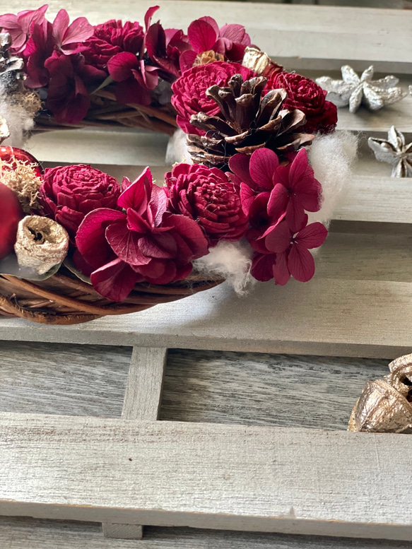 早割り　プリザーブドフラワー　クリスマスリース　アジサイリース　Xmas　結婚祝い　新築祝い　紫陽花　　開店祝 8枚目の画像