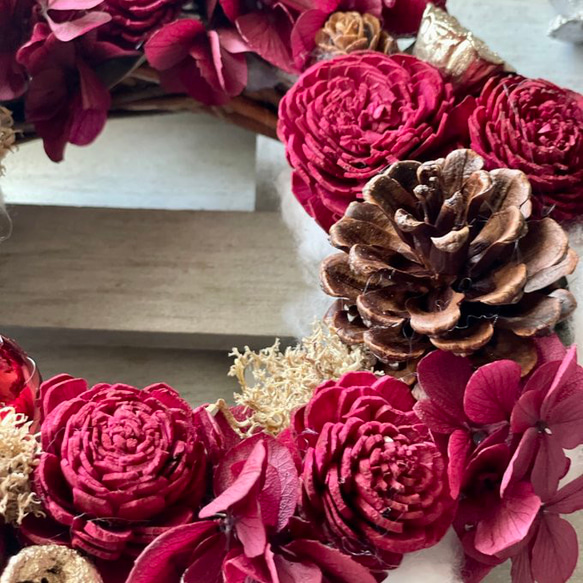 早割り　プリザーブドフラワー　クリスマスリース　アジサイリース　Xmas　結婚祝い　新築祝い　紫陽花　　開店祝 4枚目の画像