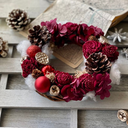 早割り　プリザーブドフラワー　クリスマスリース　アジサイリース　Xmas　結婚祝い　新築祝い　紫陽花　　開店祝 7枚目の画像