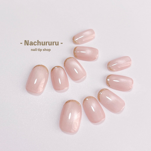 【310】オーダー❉ピーチピンク シンプル　普段使い ガラスマグネットネイル 310】オーダー❉ピーチピンク シンプル 普段使い ガラスマグネット