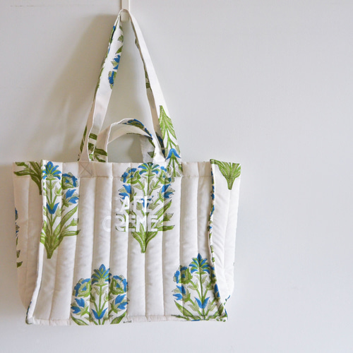 最後の1点！キルティングトートバッグ ハンドブロックプリント