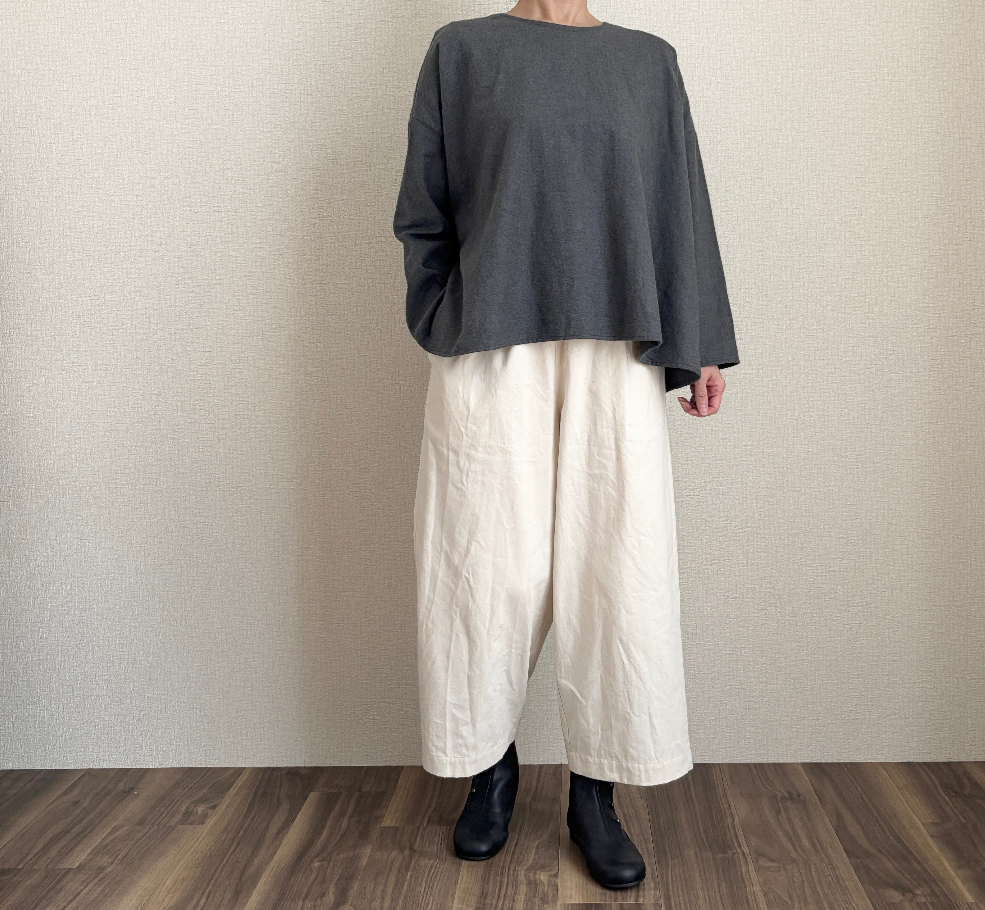 起毛コットンフランネルテントラインブラウス