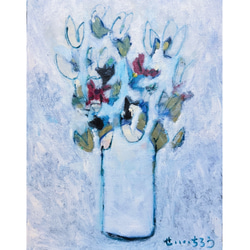 hydrangea】F10 絵画 油絵 キャンバス 青 ブルー 花 フラワー 花の絵