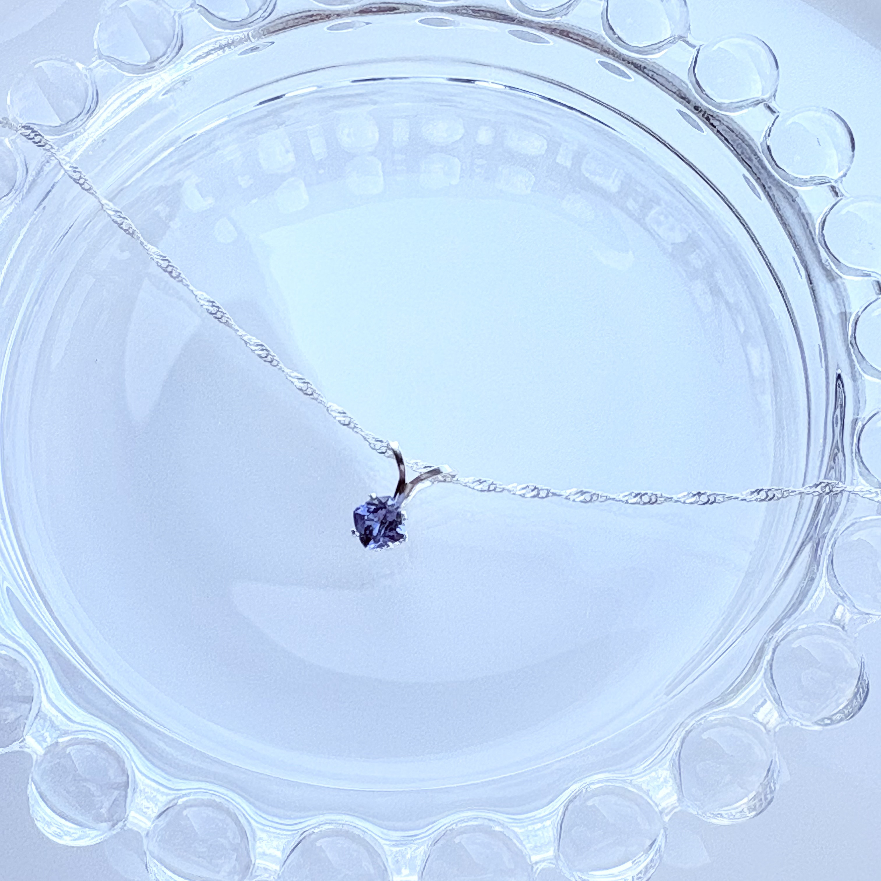 silver925タンザナイト〜ディープカラー☆*:.スクエアプチネックレス【天然石ssサイズ】