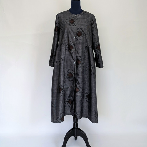 sale最終日】着物リメイク 大島紬 前開き ワンピース ジャケットとして