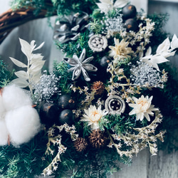早割り　Мサイズ　プリザーブドフラワー　クリスマスリース　アジサイリース　Xmas　結婚祝い　新築祝い　紫陽花　　開店祝 5枚目の画像