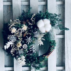 早割り　Мサイズ　プリザーブドフラワー　クリスマスリース　アジサイリース　Xmas　結婚祝い　新築祝い　紫陽花　　開店祝 6枚目の画像