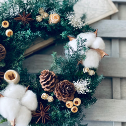 早割り　Мサイズ　プリザーブドフラワー　クリスマスリース　アジサイリース　Xmas　結婚祝い　新築祝い　紫陽花　　開店祝 7枚目の画像