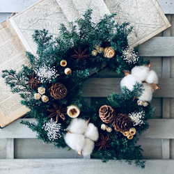 早割り　Мサイズ　プリザーブドフラワー　クリスマスリース　アジサイリース　Xmas　結婚祝い　新築祝い　紫陽花　　開店祝 5枚目の画像