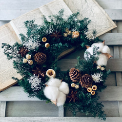 早割り　Мサイズ　プリザーブドフラワー　クリスマスリース　アジサイリース　Xmas　結婚祝い　新築祝い　紫陽花　　開店祝 4枚目の画像