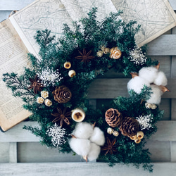 早割り　Мサイズ　プリザーブドフラワー　クリスマスリース　アジサイリース　Xmas　結婚祝い　新築祝い　紫陽花　　開店祝 6枚目の画像