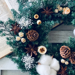 早割り　Мサイズ　プリザーブドフラワー　クリスマスリース　アジサイリース　Xmas　結婚祝い　新築祝い　紫陽花　　開店祝 2枚目の画像