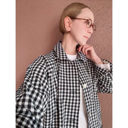 長さ選べる❤️着心地軽いギンガムコート❤️個性的な高見え素材❤️カジュアル＆モード❤️伸縮性ギンガムチェック 2枚目の画像