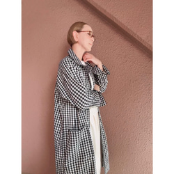 長さ選べる❤️着心地軽いギンガムコート❤️個性的な高見え素材❤️カジュアル＆モード❤️伸縮性ギンガムチェック 9枚目の画像