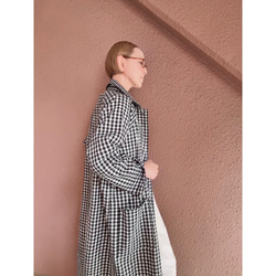 長さ選べる❤️着心地軽いギンガムコート❤️個性的な高見え素材❤️カジュアル＆モード❤️伸縮性ギンガムチェック 5枚目の画像