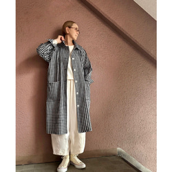 長さ選べる❤️着心地軽いギンガムコート❤️個性的な高見え素材❤️カジュアル＆モード❤️伸縮性ギンガムチェック 13枚目の画像