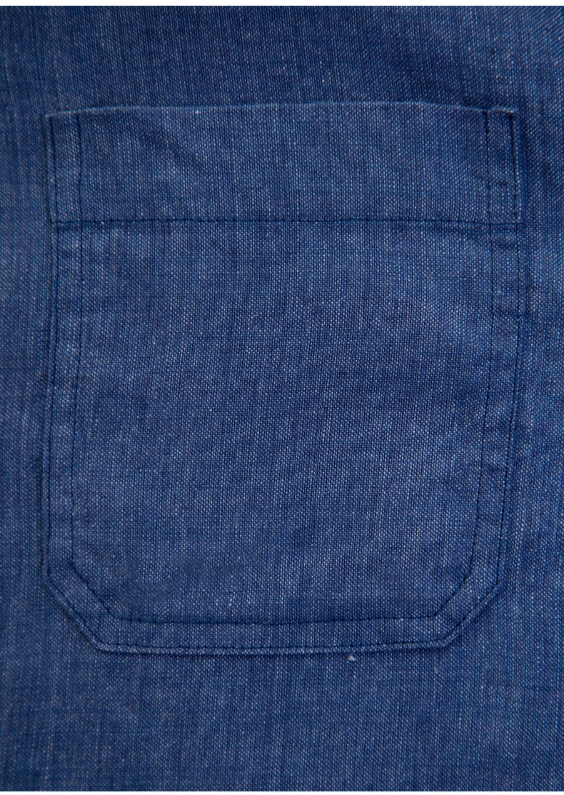 リネンロングシャツ ミニマルデザイン 一枚ボタン 秋冬新作 テンセルリネン 上品なシルエット #青色