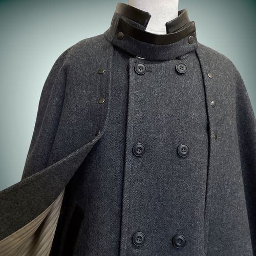 メンズ 高級仕立て 上質 品格グレー トンビコート インバネスコート