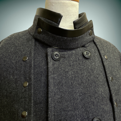 メンズ 高級仕立て 上質 品格グレー トンビコート インバネスコート