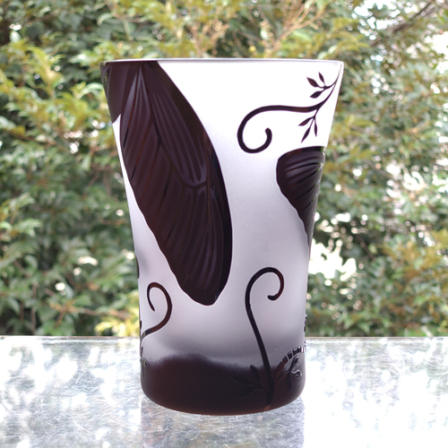 黒アゲハ」タンブラーまたはオールドグラス 蝶 サンドブラスト グラス