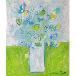 hydrangea】F10 絵画 油絵 キャンバス 青 ブルー 花 フラワー 花の絵