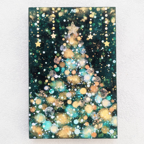 クリスマスツリーイルミネーショングリーンP2号(アクリル原画) 絵画
