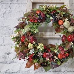 ☆月ぽんページ☆バラとブドウの葡萄のチャーム入豪華特大リース♪♪☆* ぶどう（葡萄） リース のおすすめ人気通販｜Creema(クリーマ) 国内