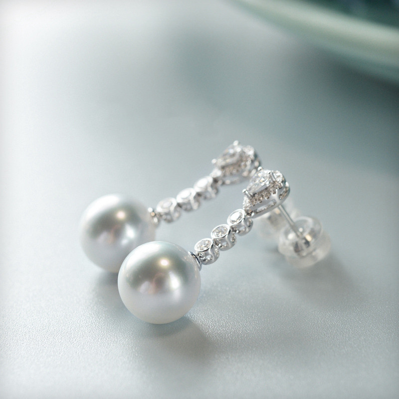 【ルミナ】10～11mm 天然南洋オーストラリア産ホワイトパールイヤリング 18Kゴールド 51ポイントダイヤモンドセット ルミ