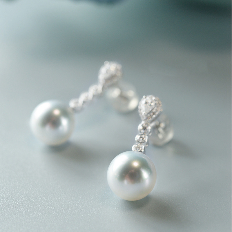 【ルミナ】10～11mm 天然南洋オーストラリア産ホワイトパールイヤリング 18Kゴールド 51ポイントダイヤモンドセット ルミ