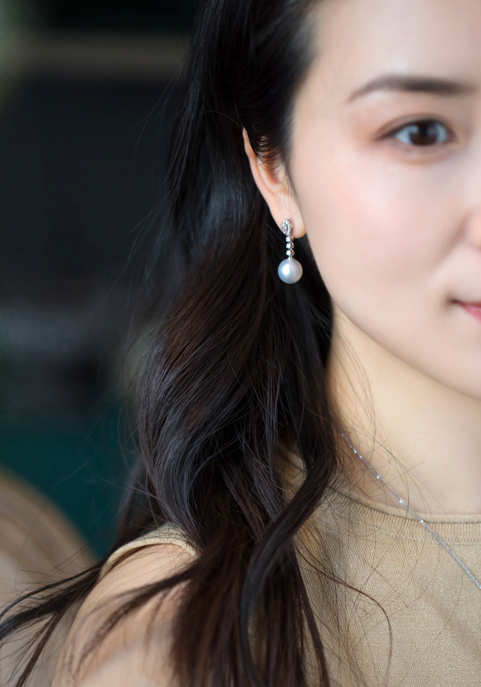 【ルミナ】10～11mm 天然南洋オーストラリア産ホワイトパールイヤリング 18Kゴールド 51ポイントダイヤモンドセット ルミ