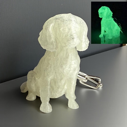 キャバリア　mini3D蓄光（夜光）キーホルダー　半透明蓄光樹脂製 1枚目の画像