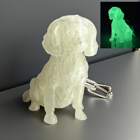 キャバリア　mini3D蓄光（夜光）キーホルダー　半透明蓄光樹脂製 1枚目の画像