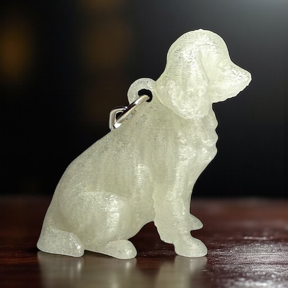 キャバリア　mini3D蓄光（夜光）キーホルダー　半透明蓄光樹脂製 4枚目の画像