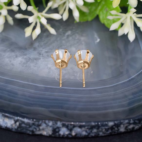 ムーンクォーツ・ピアス　6mm（1ペア）☆14kgf 4枚目の画像